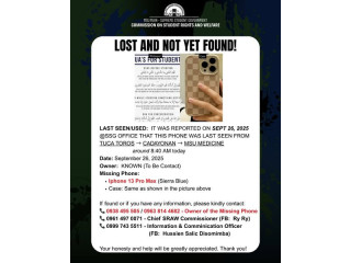 LOST AND NOT YET FOUND ITEM/S