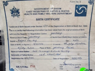Found birth certificate near Punjab National Bank